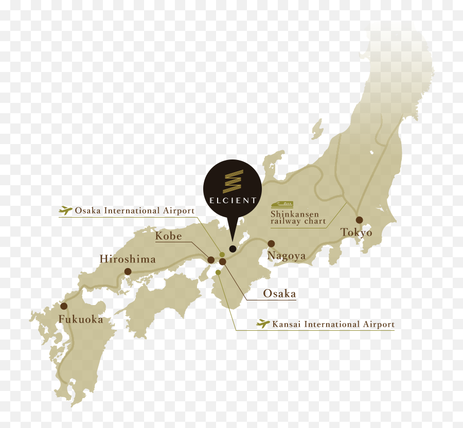 Location Hotel Elcient Kyoto - Japan Map Flag Png,Japan Map Png