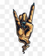 Sign Of The Horns Devil Hand Gesture Sticker - Png