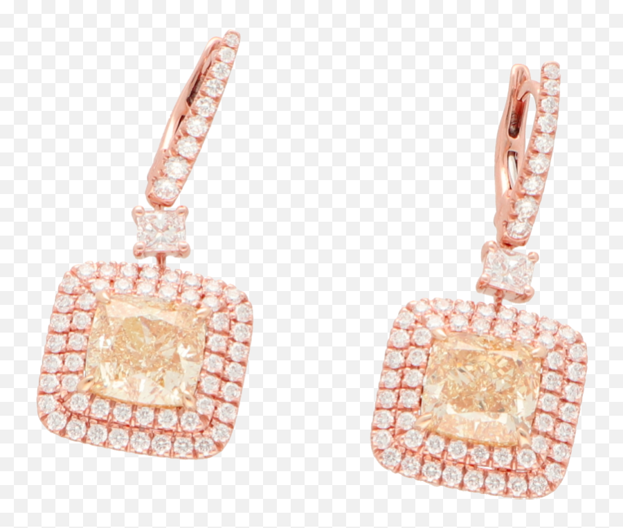 18 Ct Pink Gold Earrings Set With Fancy Yellow Diamond - Earrings Png,Yellow Diamond Png