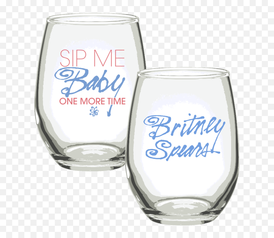 Sip Me Baby One More Time Wine Glass Set U2013 Britney Spears - Britney Spears Wine Glass Png,Wine Glass Transparent