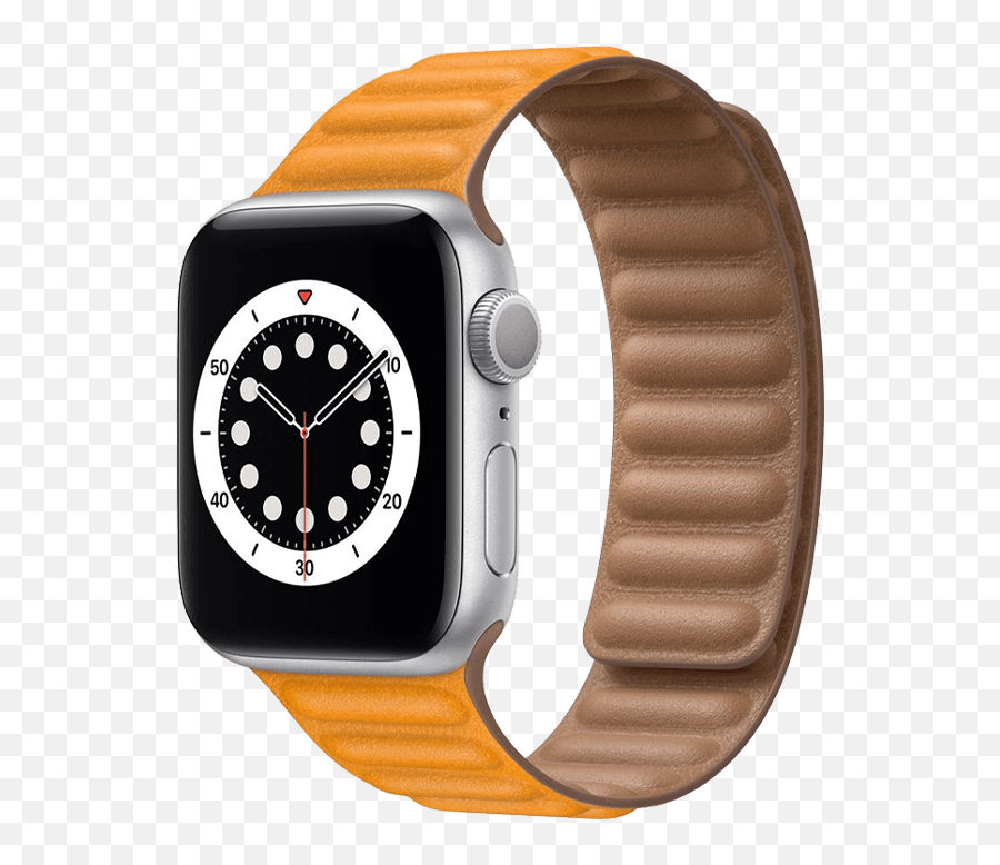 Apple Watch With Leather Link - Apple Watch Series 6 Silver Png,I Icon Iwatch