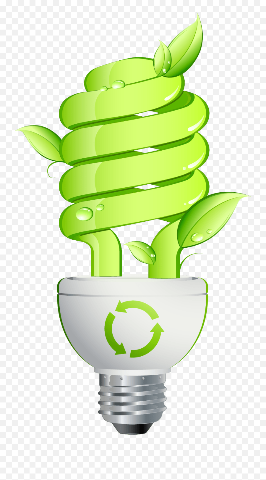Green Leaf And Energy Saving Lamp Vector Download - Energy Saving Clipart Png,Plug With Leaf Icon