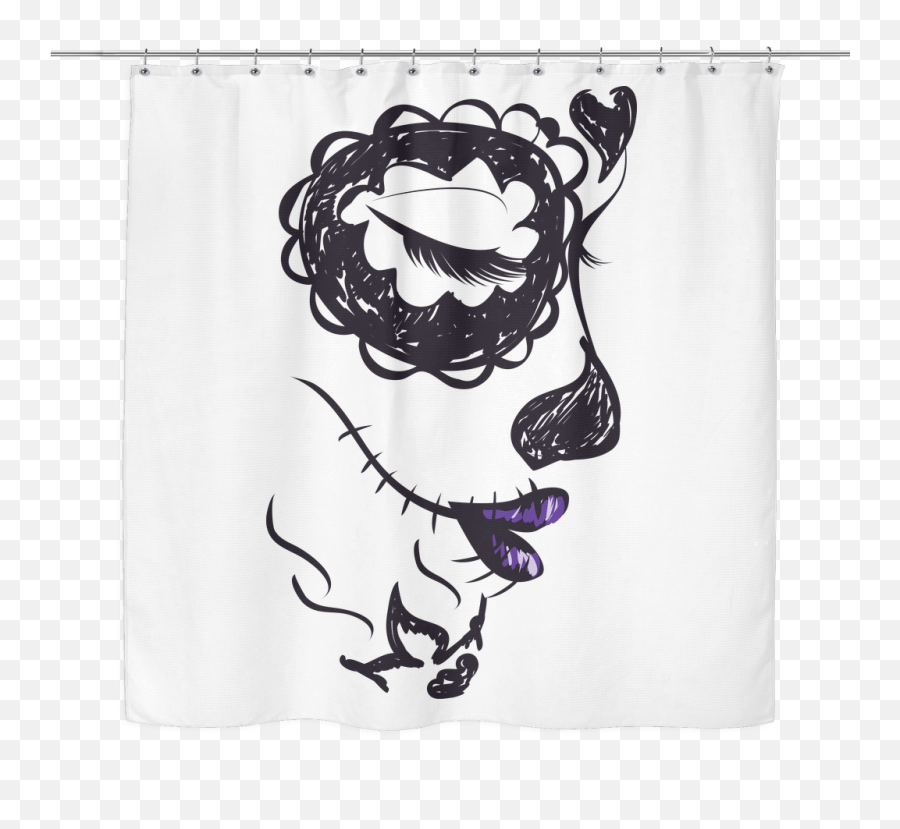Skull Drawing Png - Dia De Los Muertos Clipart Skull Black Purple And White Shower Curtains,Skull Drawing Png