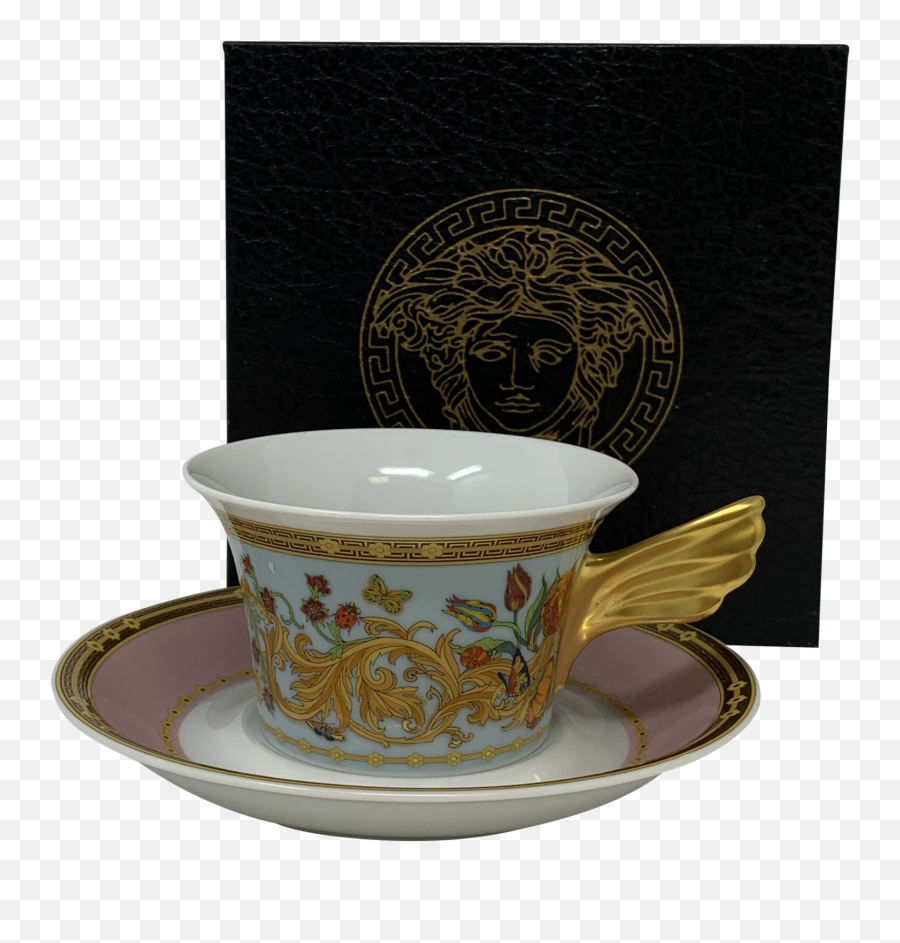 Versace Rosenthal Le Jardin De Papillons Porcelain Tea Cup And Saucer - Coffee Cup Png,Tea Cup Transparent