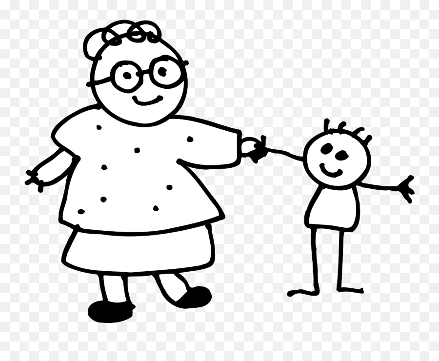 Grandmother Child Walking Hand In - Grandma And Child Drawing Png,Family Walking Png