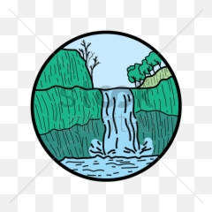Black U0026 White Waterfaal Vector Clipart Waterfall - Picture Art png