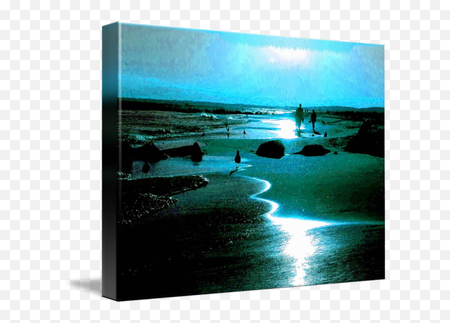Enhanced Greenblue Marblized Beach Silhouette By Kendall Eutemey - Sea Png,Beach Silhouette Png