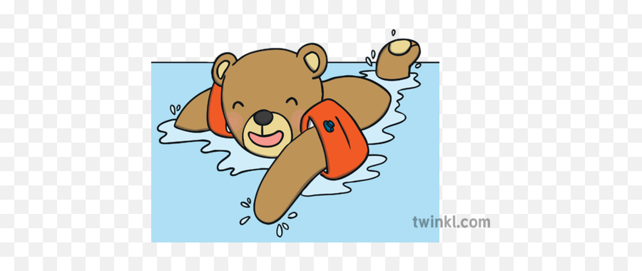 Teddy Bear Swimming Illustration - Twinkl Cartoon Png,Swimming Clipart Png