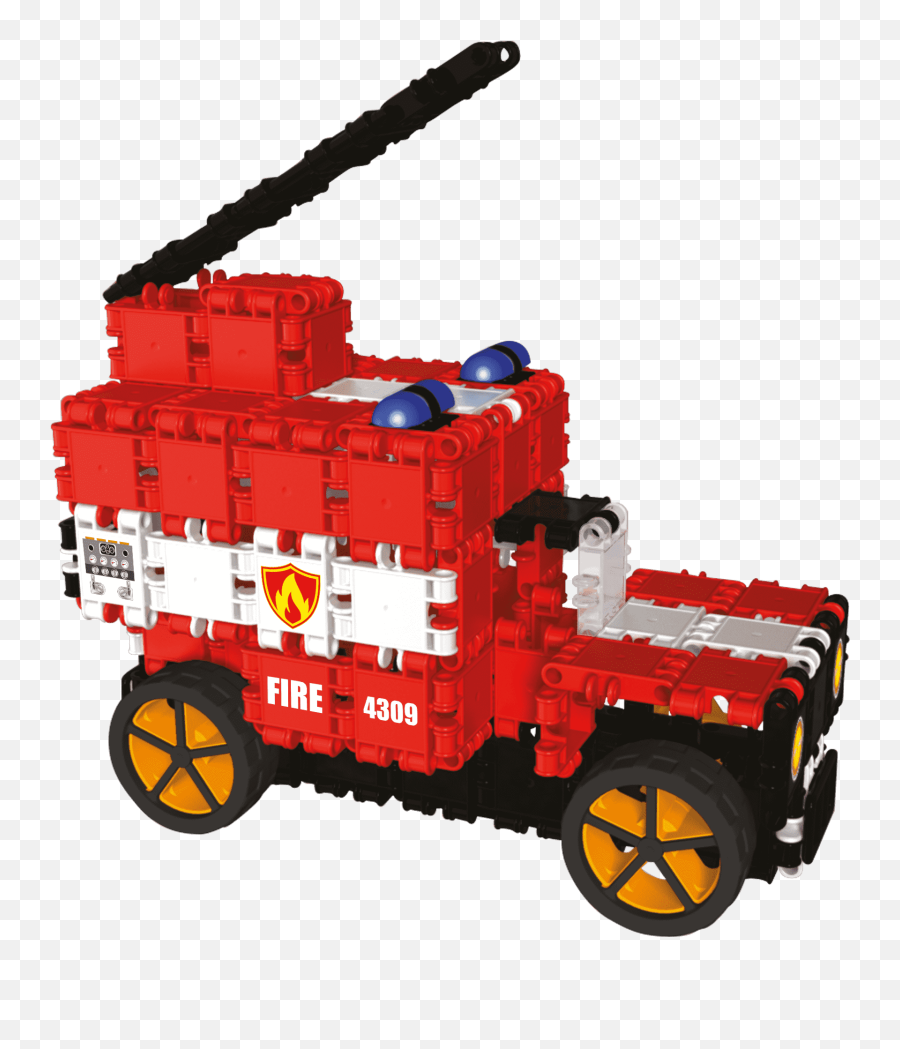 Build The Clics Fire Engine Toy And Extinguish Any - Bombero De Juguete Lego Png,Tire Smoke Png