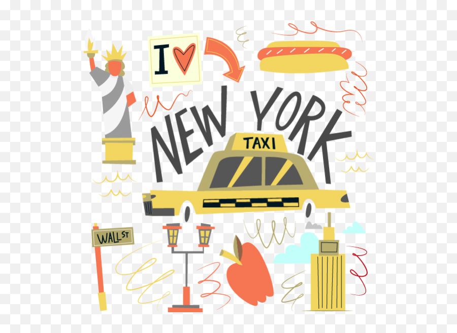 America New York Taxi Wall Sticker Window Nursery - Clip Art Png,New Sticker Png