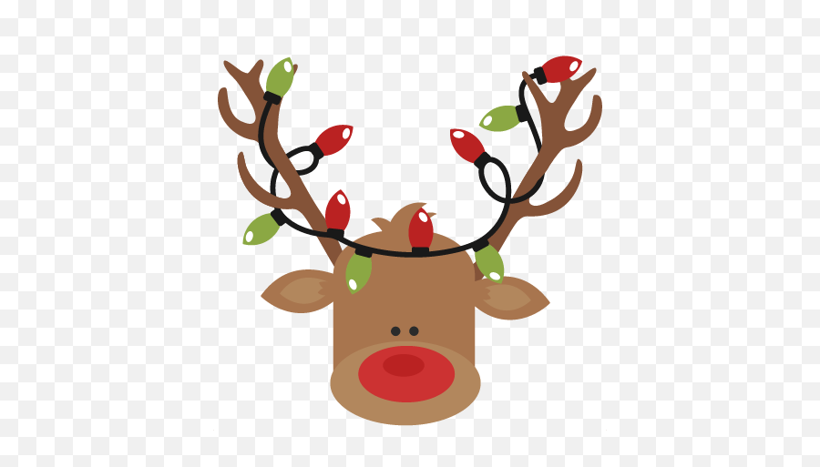 Christmas Lights Svg Cutting Files - Reindeer With Christmas Lights Png,Christmas Reindeer Png