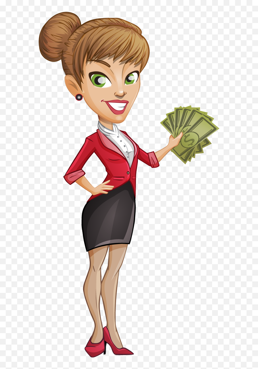 Money Clip Art Free Library Png Files - Business Woman Cartoon Png,Cartoon Woman Png