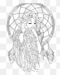 Dreamcatcher Transparent Coloring Page - Catcher Mandala Colouring Pages png