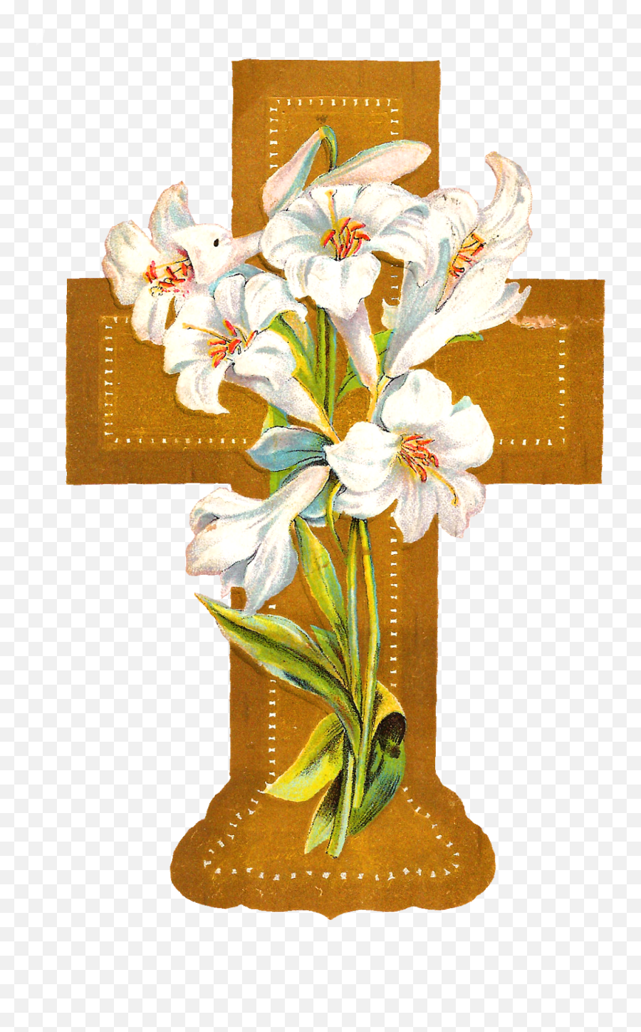 Yespress Easter Lily And Cross Clipart Png In Pack 4755 - Cross With Flowers Clipart,Easter Lily Png