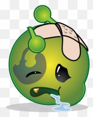 Smiley Green Alien Knockout - Emoticon Babak Belur Png,Knockout Png