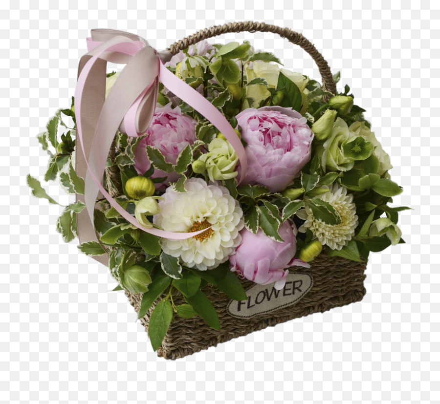Basket With Peonies - Garden Roses Png,Peonies Png