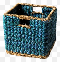 Seagrass Jute Basket Blue Square - Laundry png
