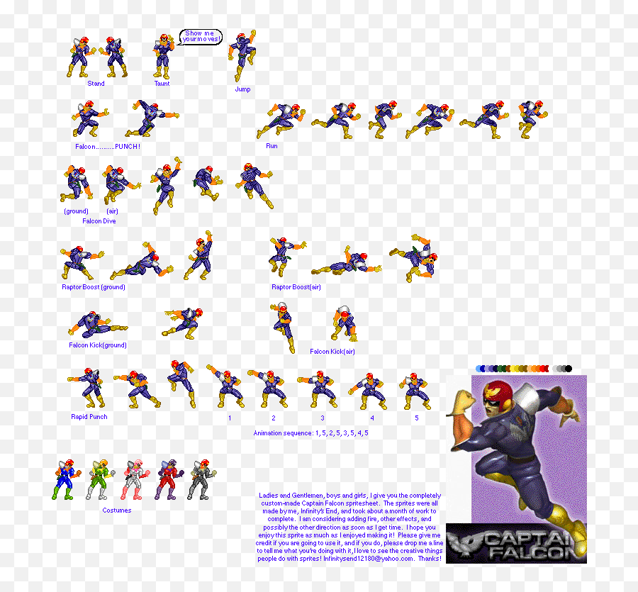 Custom Edited - Sprite Sheet Smash Bros Png,Captain Falcon Transparent ...