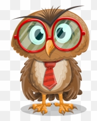 Owl Clipart Vector Cartoon Character Glasses Funny - Animated With png