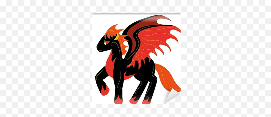 Fiery Black Pegasus Wall Mural U2022 Pixers - We Live To Change Mythical Creature Png,Red Pegasus Logo
