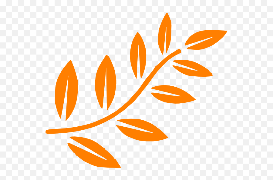 Orange Leaf Branch Clip Art - Vector Clip Art Tree Branch Clip Art Png,Leaf Silhouette Png