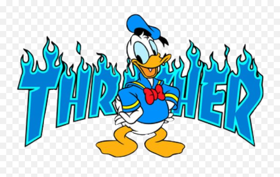 Thrasher Disney Donaldduck Duck Sticker - Thrasher Wallpaper Donald Duck Png,Thrasher Logo Wallpaper