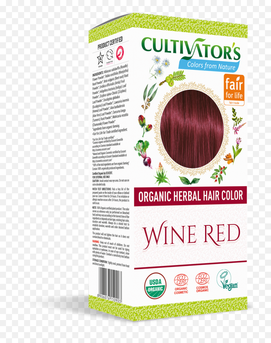 Cultivatoru0027s Organic Herbal Wine Red Hair Color 4x25g - Cultivators Organic Herbal Hair Colour Png,Hair Strand Png