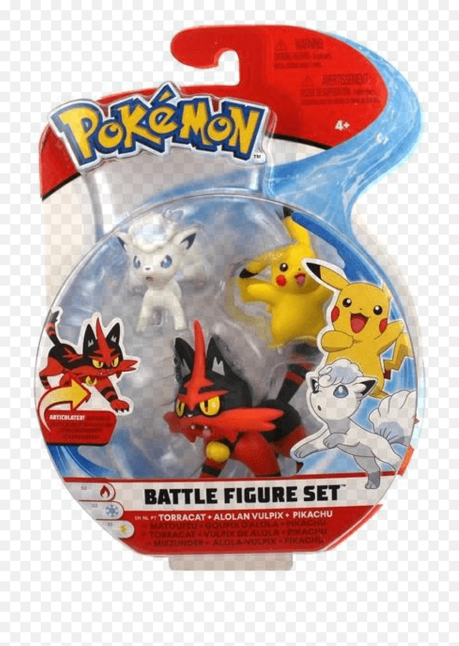 Pokemon Battle Figure 3 Pack - Torracat Alolan Vulpix U0026 Pikachu Alolan Vulpix Action Figure Png,Vulpix Png