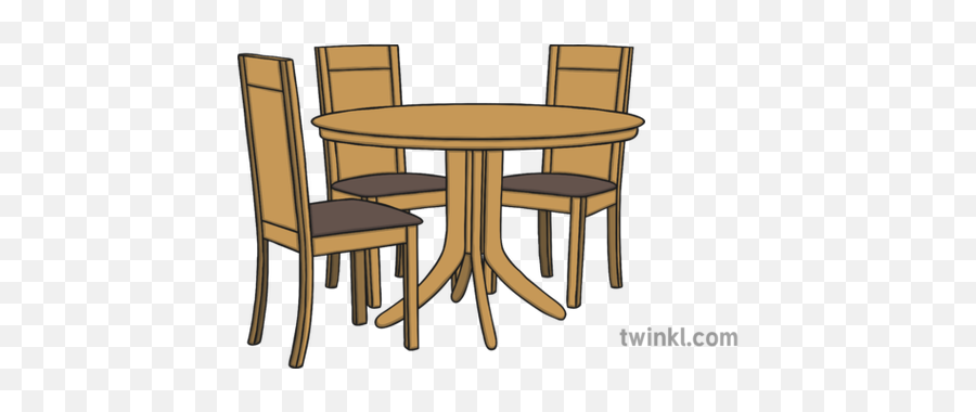 Dining Table And 3 Chairs Illustration - Twinkl Table And 3 Chairs Png,Table And Chairs Png