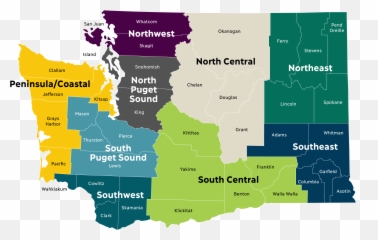 Washington State Regional Map - Northwest Washington State Map Png,Washington State Png
