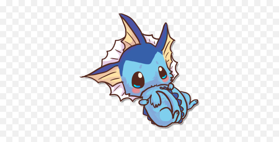 Cute Vaporeon Pokemon Kawaii Sticker - Pokemon Kawaii Png,Vaporeon Transparent