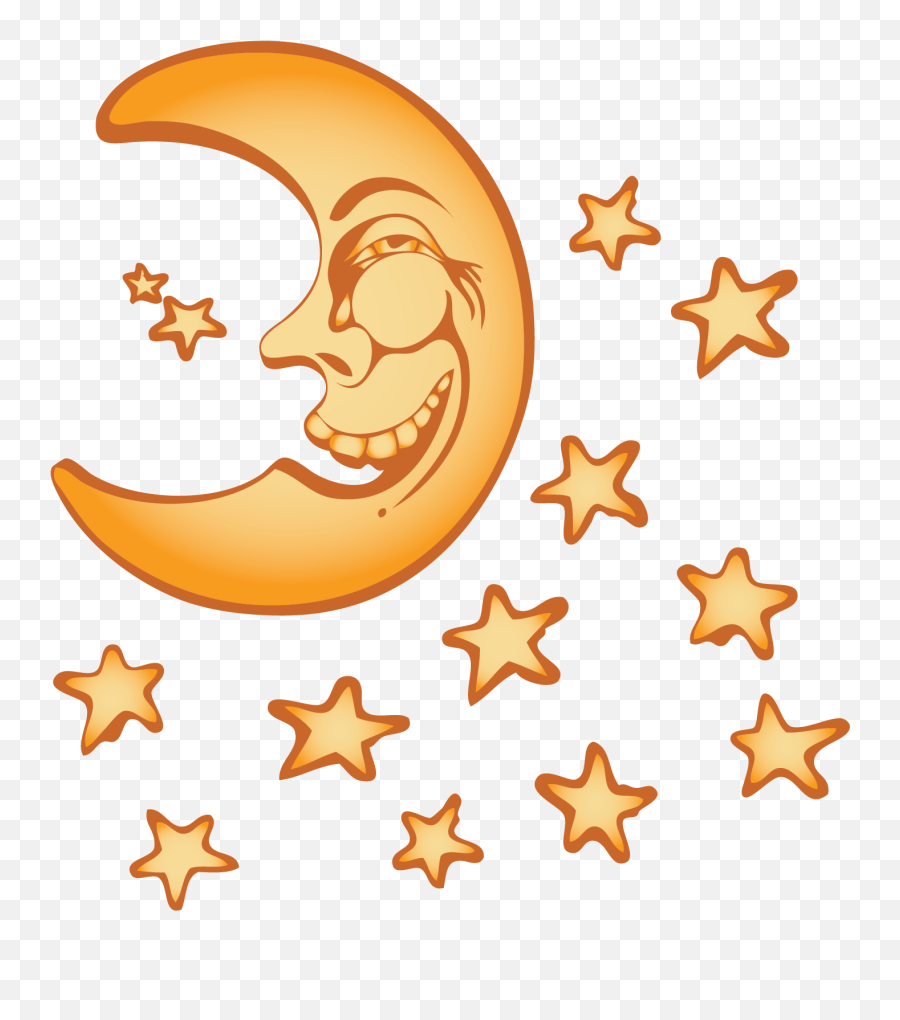 Vector Yellow Stars Moon Night Sky Png - Night Sky Png Clipart,Night Stars Png