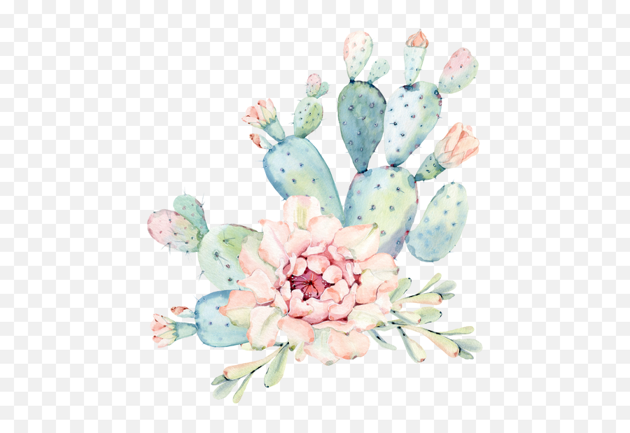Hand Drawn Watercolor Saguaro Cactus - Cactus Png,Watercolor Cactus Png