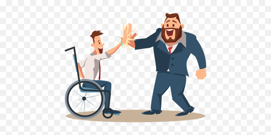 Best Premium Happy Disabled Man Giving High Five Coworker - Give High Five Png,High Five Icon Png
