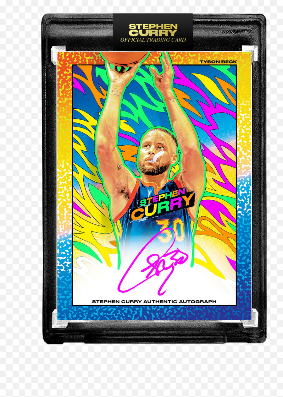 Stephen Curry X Tyson Beck - Icon Neon Uv Hand Embellished Autograph Limited To 8 Tyson Beck Basketball Card Png,Icon For Neon