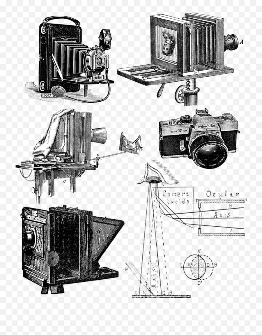 Vintage Camera Collage Sheet Png