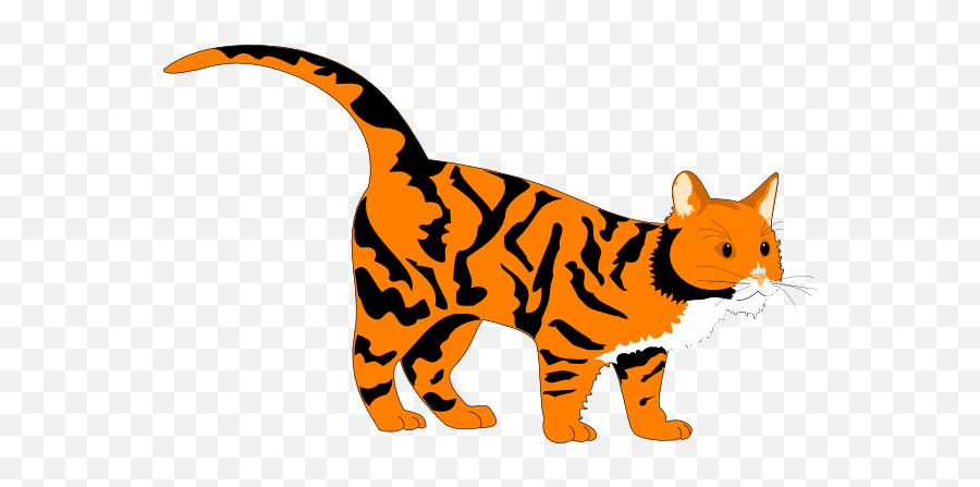 Tiger With Black Stripes Clip Art - Vector Clip Tiger Cat Clipart Png,Tiger Stripes Png