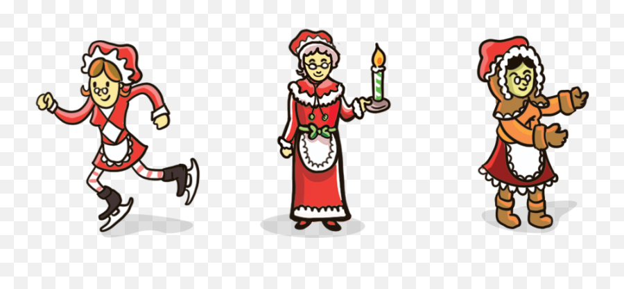 Can You Find The Real Mrs Claus In This Illustration - Cartoon Png,Santa Claus Transparent