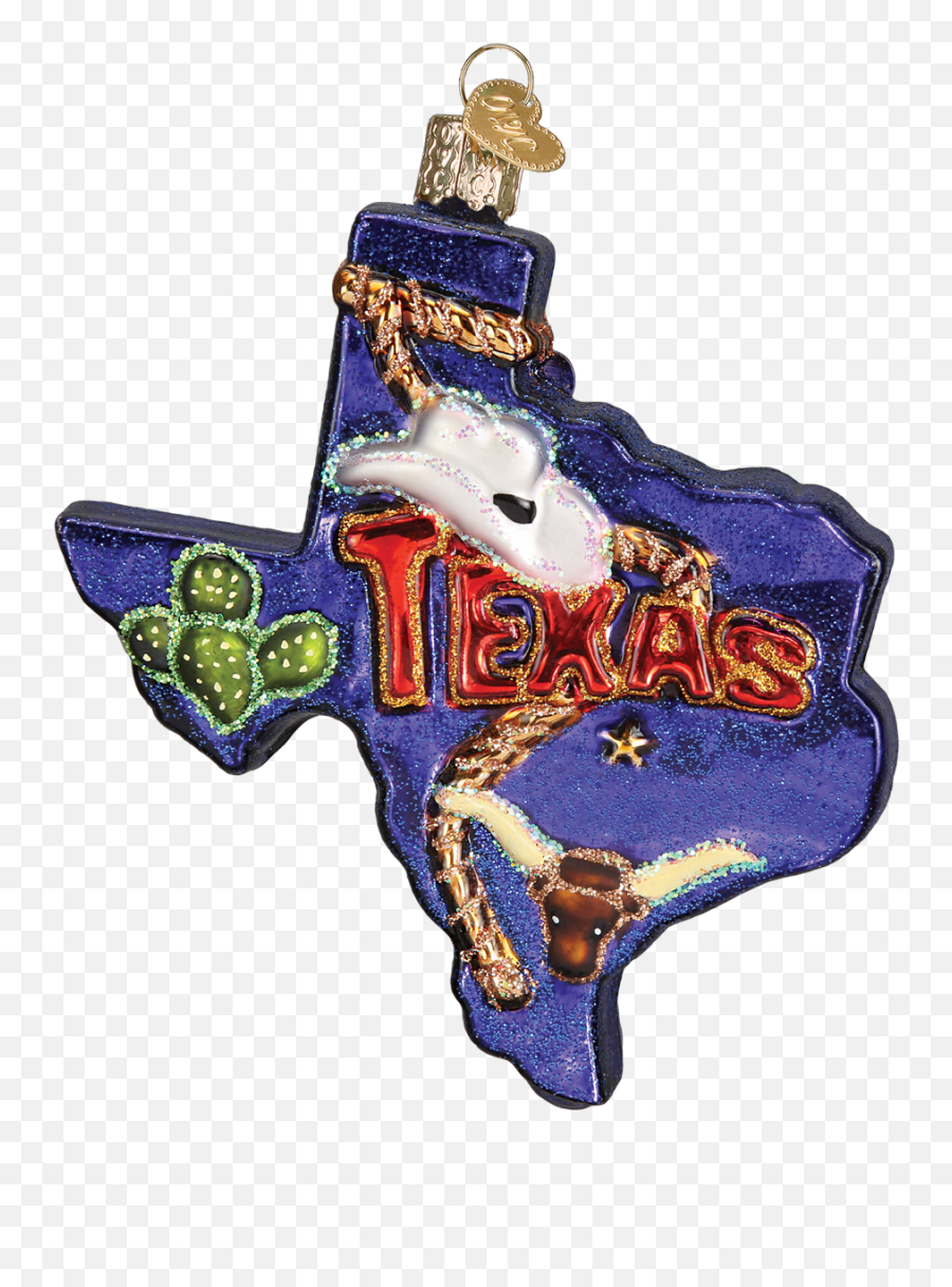 State Of Texas Landmarks Glass Ornament - Cross Png,Texas Shape Png