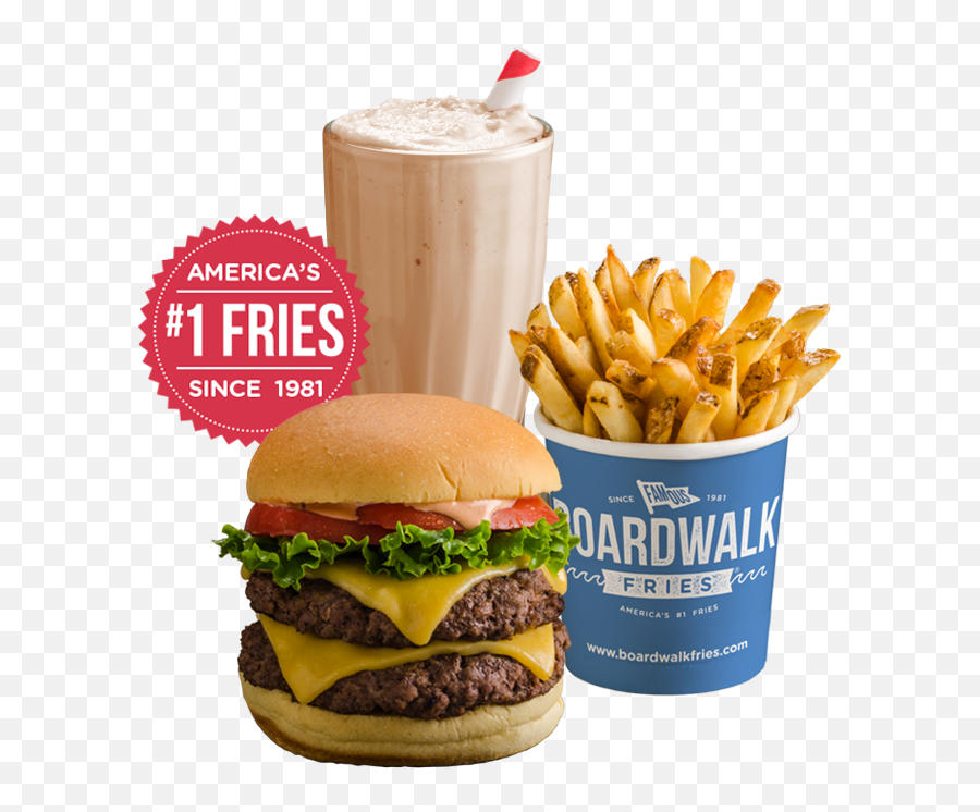 Boardwalk Fries Burgers Shakes - Boardwalk Burgers And Fries Png,Hamburgers Png