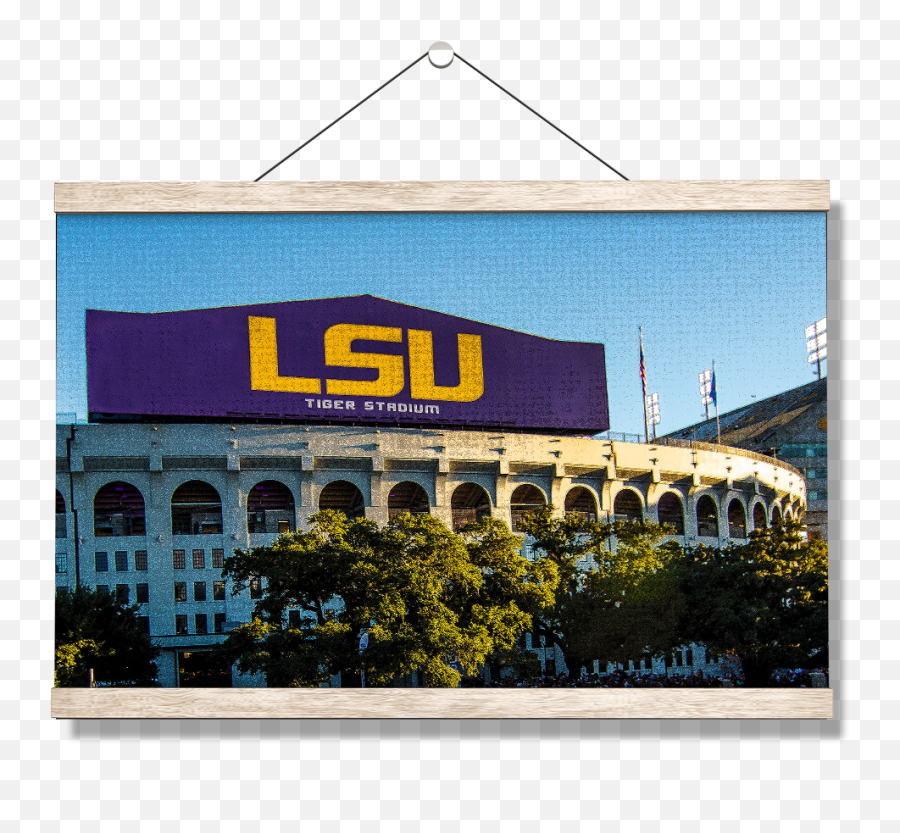 Lsu Tigers - Hanging Canvas College Wall Art Tiger Stadium Png,Lsu Logo Png