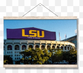Lsu Tigers - Hanging Canvas College Wall Art Tiger Stadium Png,Lsu Logo Png