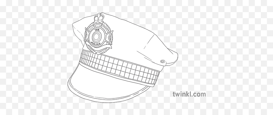 Police Hat Black And White Rgb Illustration - Twinkl Peaked Cap Png,Police Hat Icon