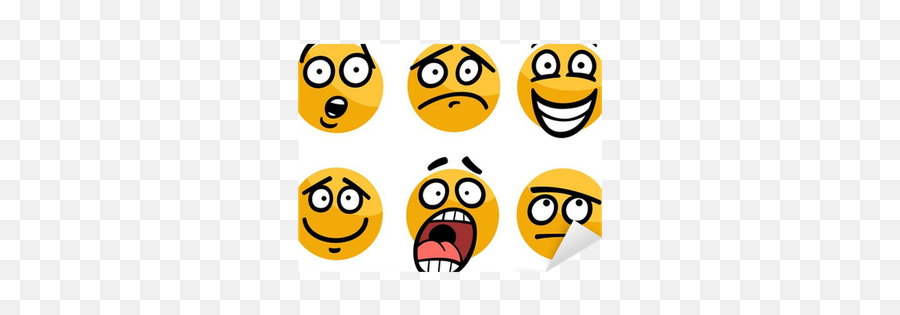 Sticker Emoticon Or Emotions Set Cartoon Illustration - Emotions Cartoon Png,Emoji Icon Set