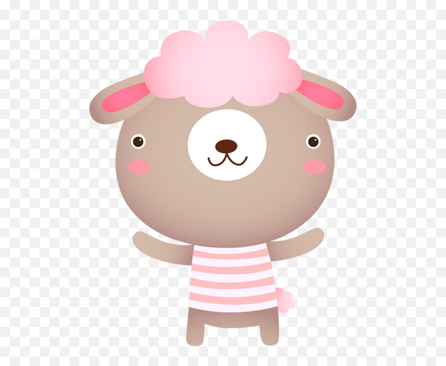 Cute Sheep Cartoon Character Waving - Cute Animal Cartoon Png,Kiss Cartoon Icon