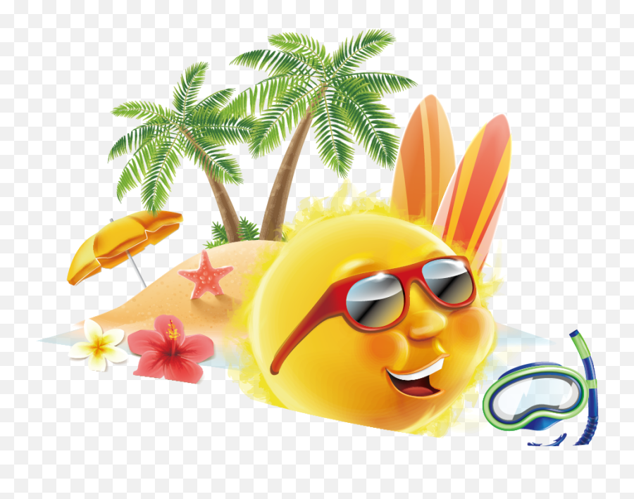 Free Png Sun - Konfest Summer Vacation Cartoon,Summer Sun Png
