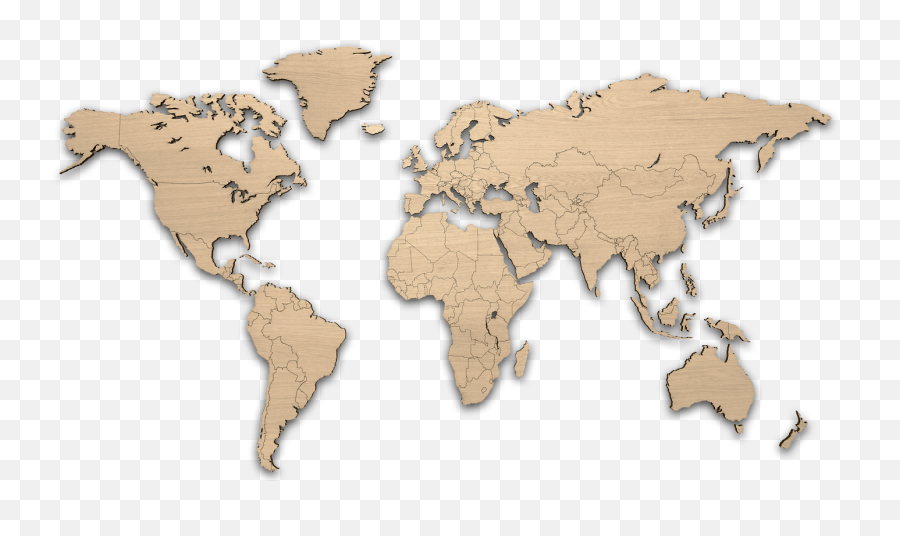 Five Continents Of World - World Map Laser Cut Png,Continents Png