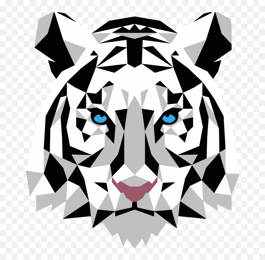 Black And White Tiger Sticker - Geometric Tiger Black And White Png,White Tiger Png