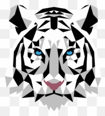 Black And White Tiger Sticker - Geometric Tiger Black And White Png,White Tiger Png