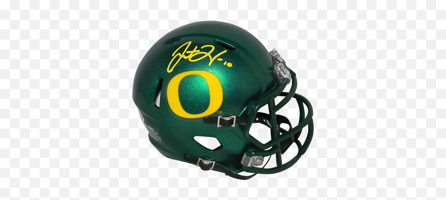 Justin Herbert Autographed Signed Oregon Ducks Speed Mini Helmet Beckett Ebay - Helmet Png,Riddell Speed Icon Vs Speed